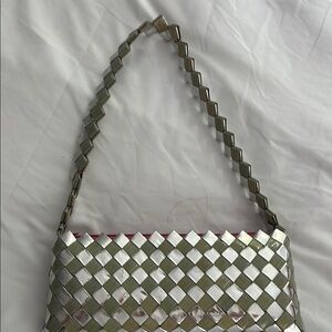 Candy Wrapper Vintage Silver Woven Handbag